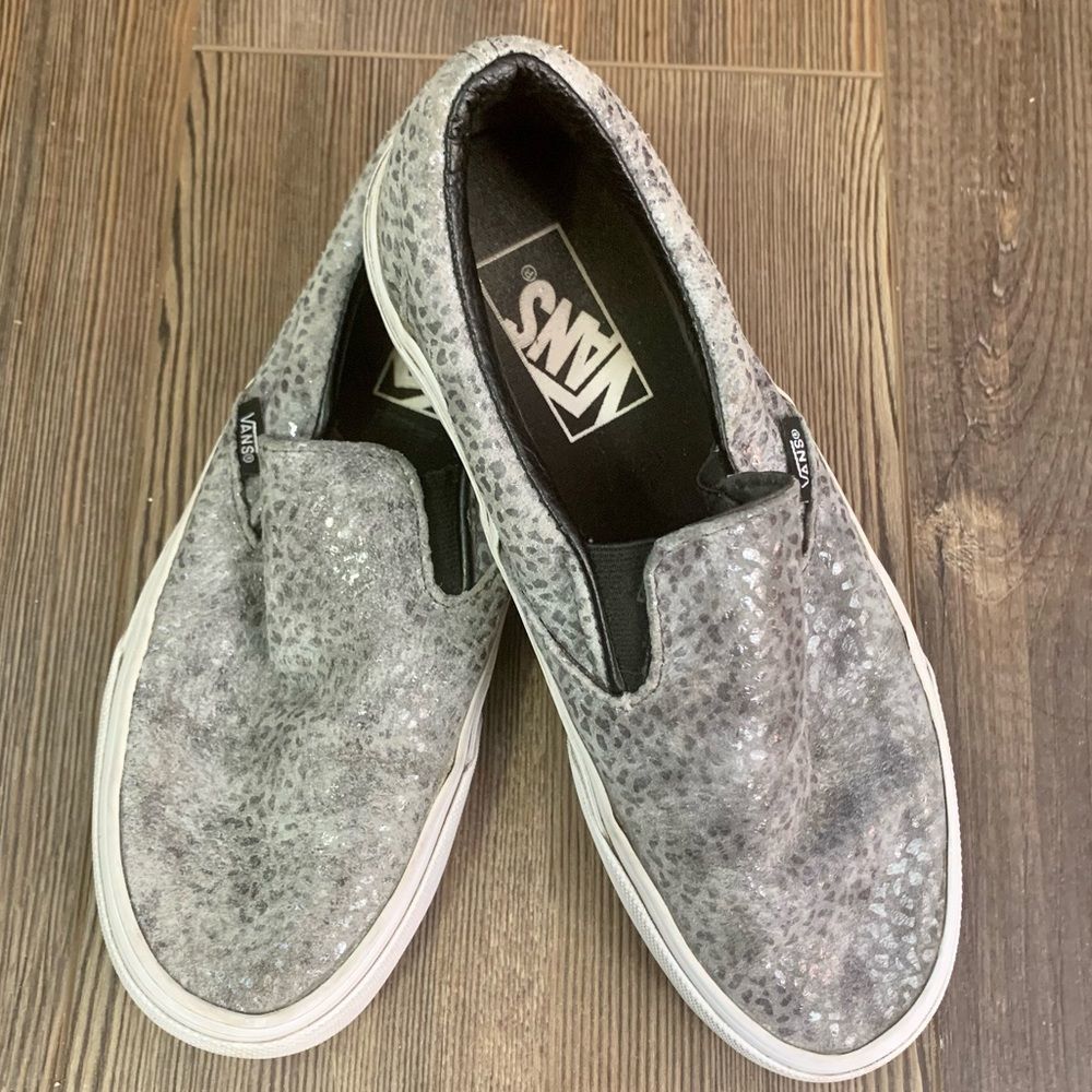 Vans Unisex Grey Metallic Classic Slip-Ons Size 7